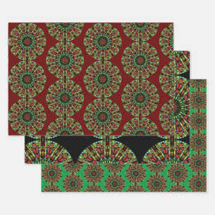 Papier d'artisanat rouge vert Mandala