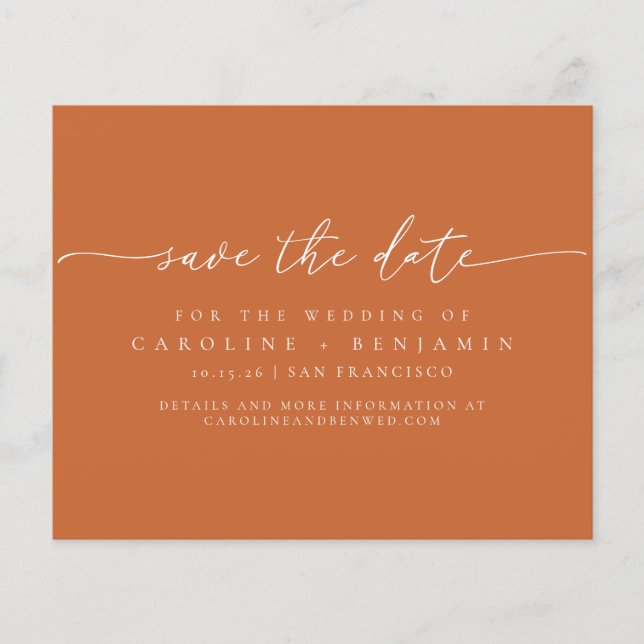 Papier Date de sauvegarde du Mariage de script orange min (Devant)