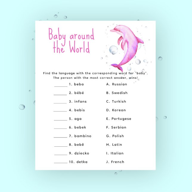 Papier Dauphin rose océanique - bébé dans le monde jeu (Créateur téléchargé)