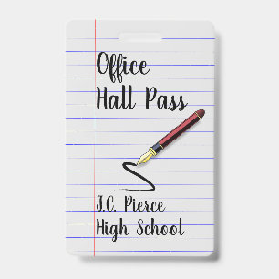 Papier de cahier de professeur Badge de laissez-pa