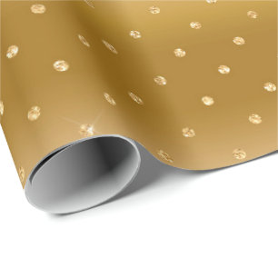 Papier de enveloppement pour cadeau Pois d'or mét
