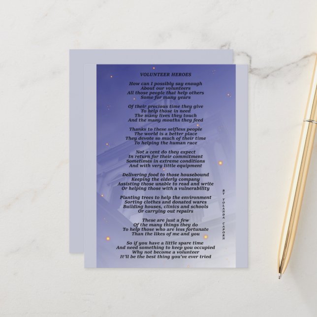 Papier de héros bénévoles (Devant/Arrière en situation)