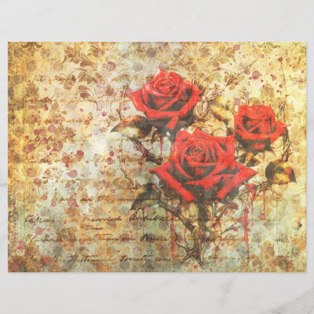 Papier de journal de bricolage aux roses rouges vi (Devant)