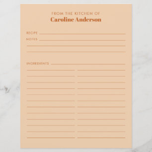 Papier De La Cuisine Moderne Tan Brown Recette Insérer