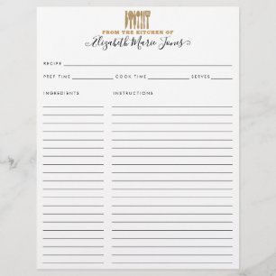 Papier De la recette d'ustensiles de Parties scintillant