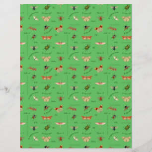 Papier de la série vintage Insectes Vert