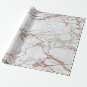Papier de marbre et rose d'emballage cadeau d'or