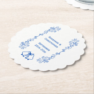 Papier de mariage Sous-verre Bleu Saphir Cloches