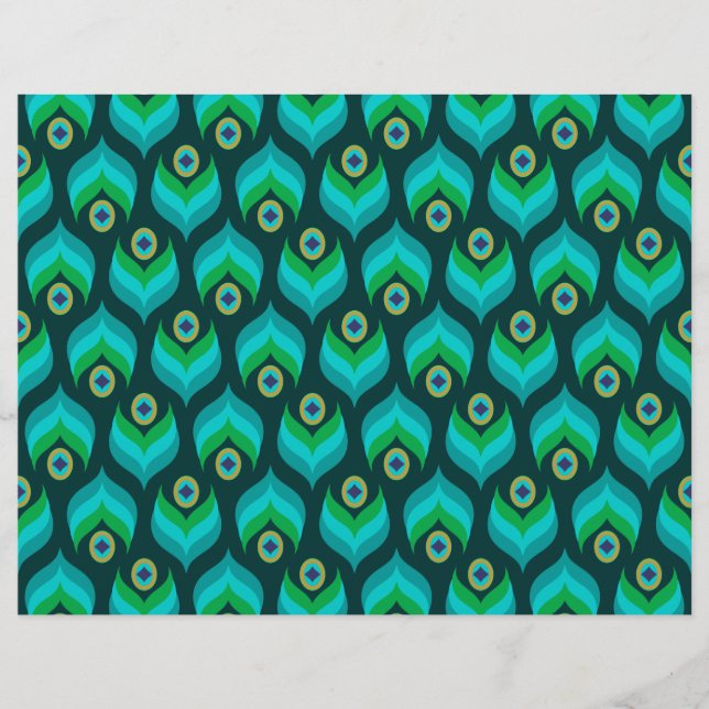 Papier de Motif de plume Peacock moderne (Devant)