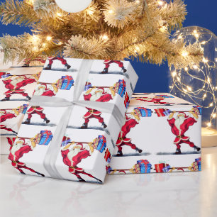 Papier de Noël amusant Fit Père Noël avec cadeau