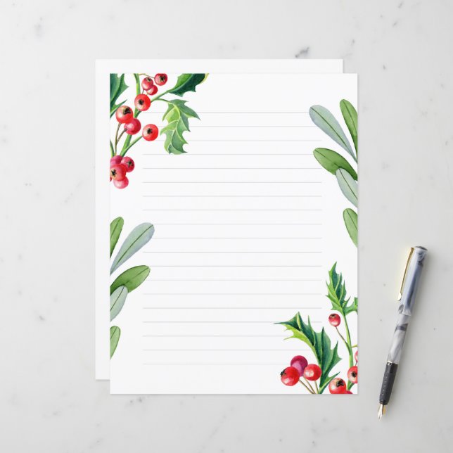 Papier de Noël, papier à écrire (Devant/Arrière en situation)