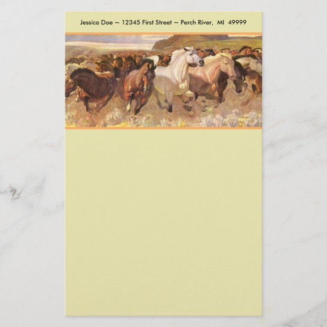 Papier de note de papeterie de mustang de cheval (Devant)