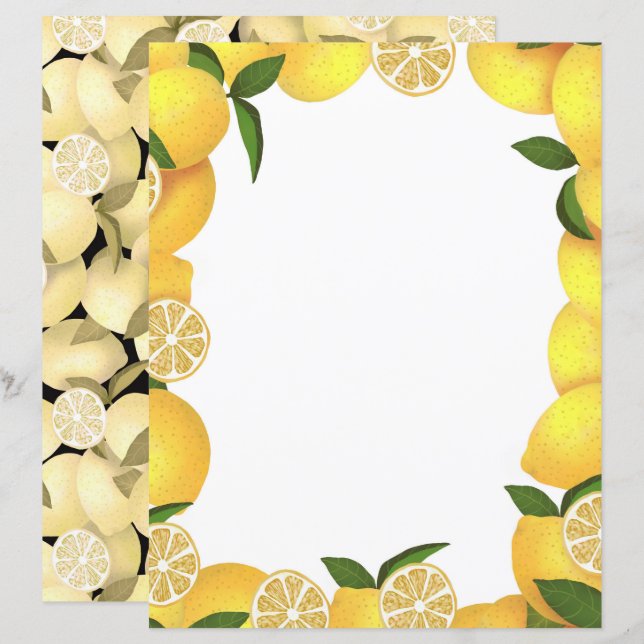 Papier de papeterie au citron (Devant / Derrière)