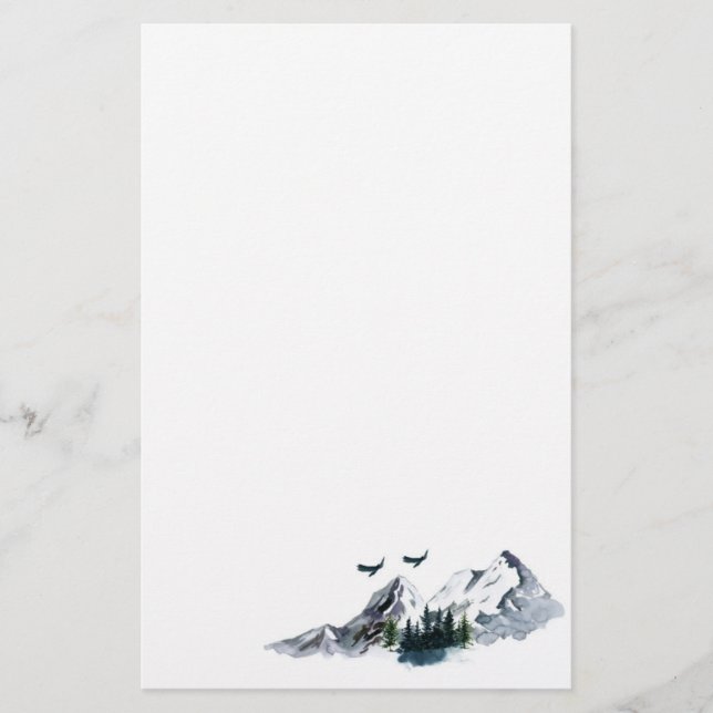 Papier de papeterie de montagne aquarelle (Devant)