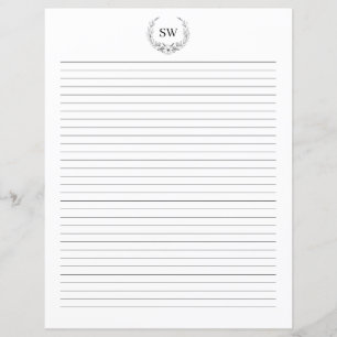 Papier de papeterie monogramme de couronne florale