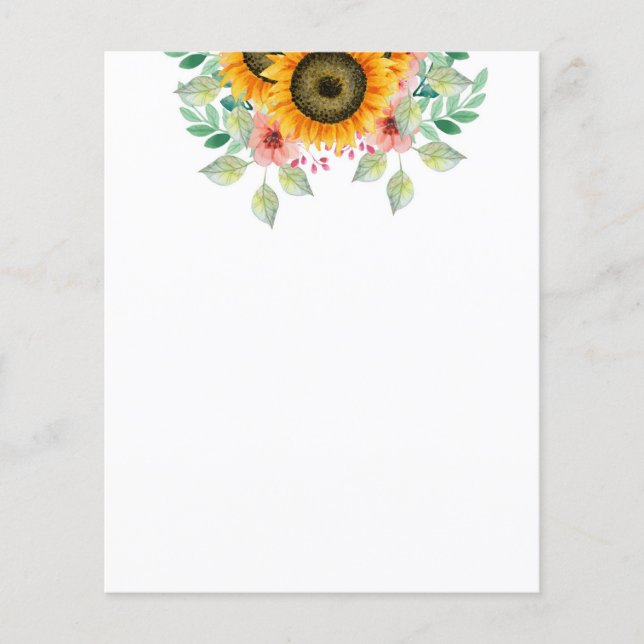 Papier de papeterie personnelle tournesol (Devant)