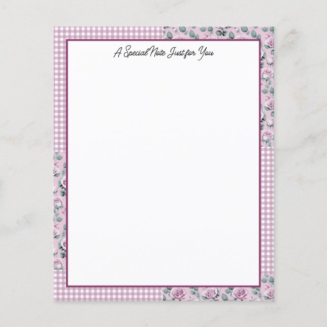 Papier de papeterie rose En vichy et Rose (Devant)