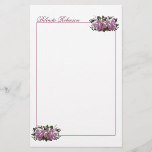 Papier de papeterie rose Lilac personnalisé