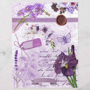 Papier de papier à rebut à collage floral de lavan