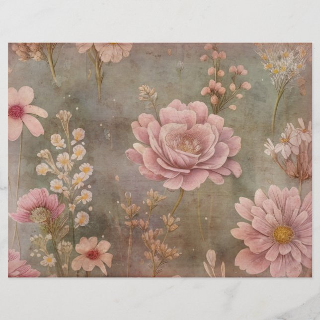 Papier de parchemin Shabby Rose Floral (Devant)