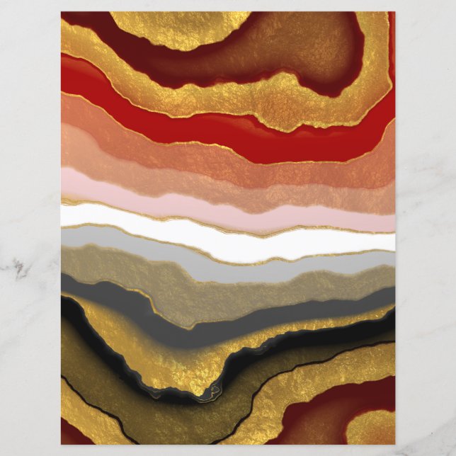 Papier de scrapbook en agate dorée abstraite (Devant)