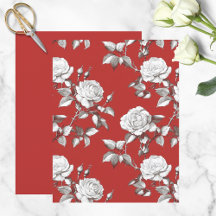 Papier de scrapbook Fleur de Rose Blanche Vintage