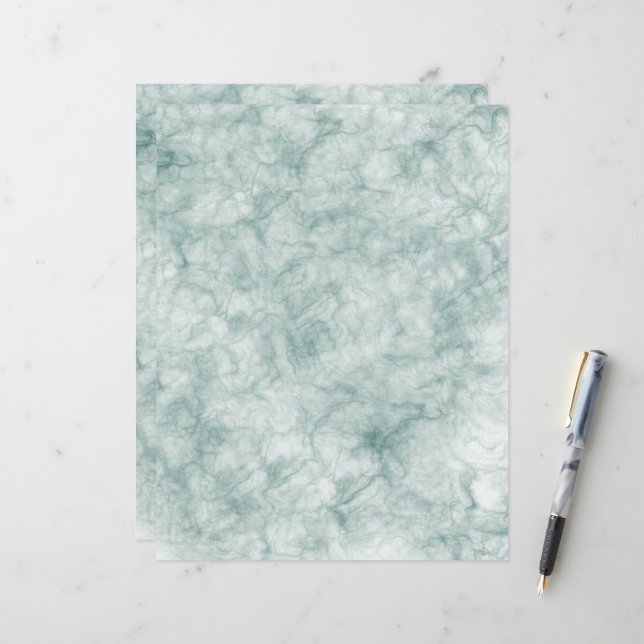 Papier de scrapbooking en marbre vert naturel (Devant/Arrière en situation)