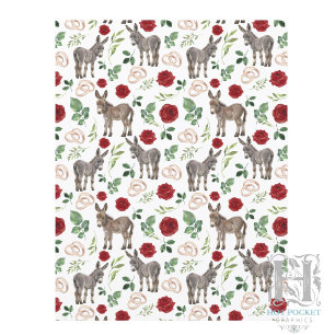 Papier de scrapbooking floral rouge âne rustique