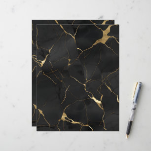 Papier de scrapbooking Marbre Noir Or