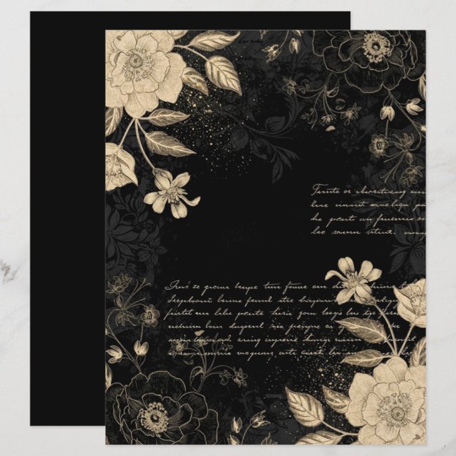 Papier de scrapbooking vintage à motif floral et é (Devant / Derrière)