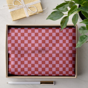 Papier de soie à carreaux rouge et rose vif