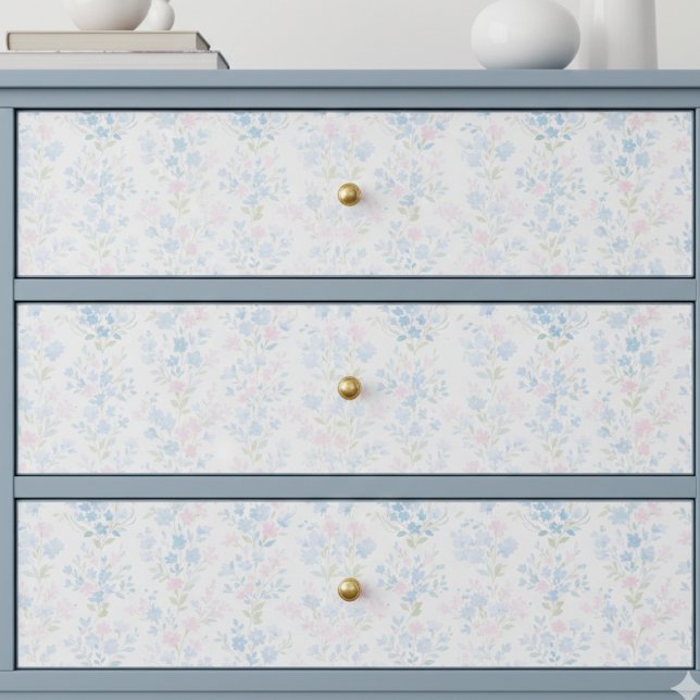 Papier de soie à découpage floral pastel (preppy grandmillennial decoupage pink and blue floral tissue paper )