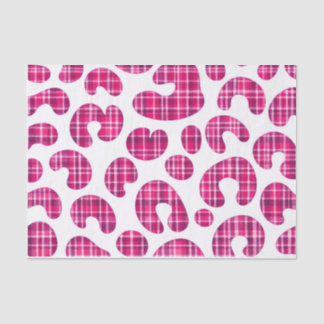 Papier de soie à motif léopard tartan rose écossai