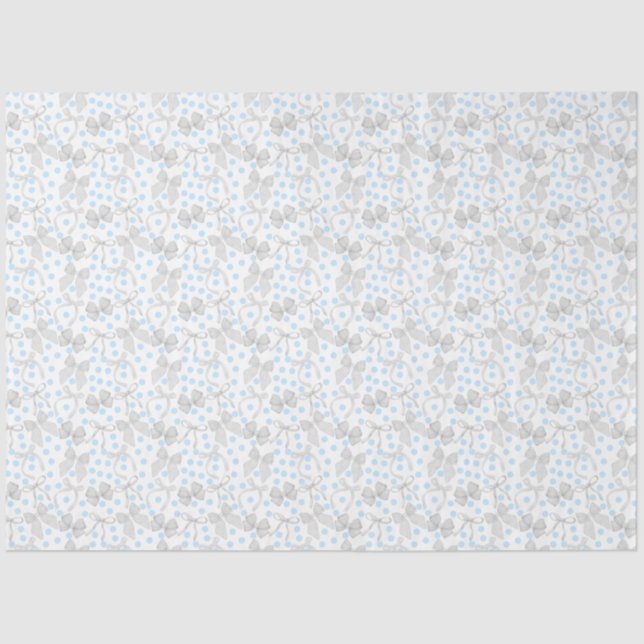 Papier de soie à rubans gris et à pois bleus (Recto)