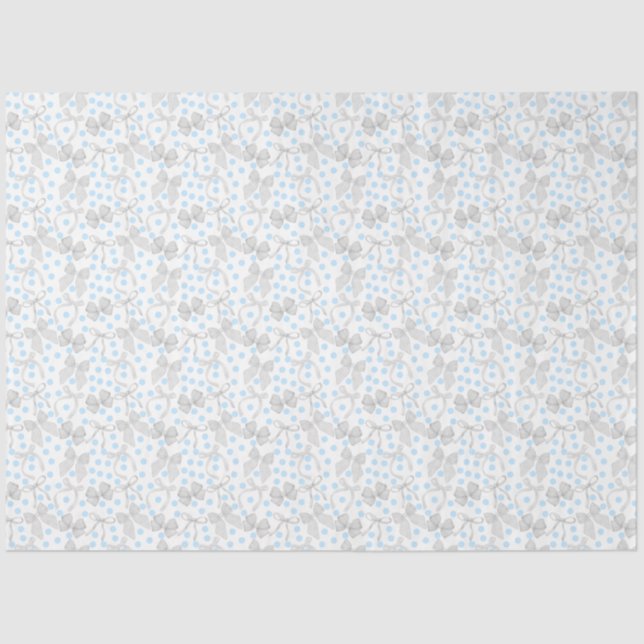 Papier de soie à rubans gris et points bleus (Recto)