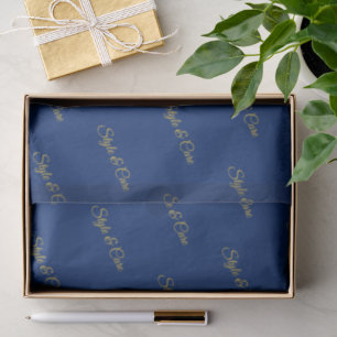 Papier de soie bleu marine avec impression de moti