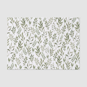 Papier de soie botanique feuilles vert aquarelle