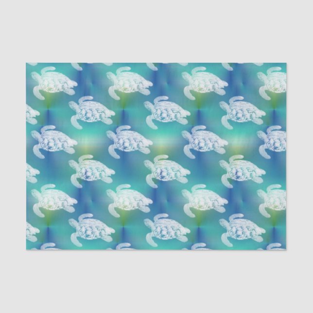 Papier de soie de soie bleu d'Aqua de tortues de (Recto)
