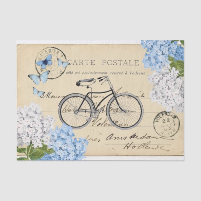 Papier de soie de soie bleu de carte postale de (Recto)