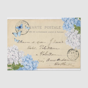 Papier de soie de soie bleu vintage de carte