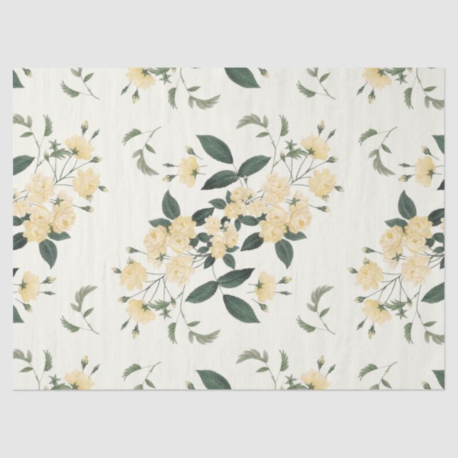 Papier de soie de soie botanique de roses jaunes (Recto)