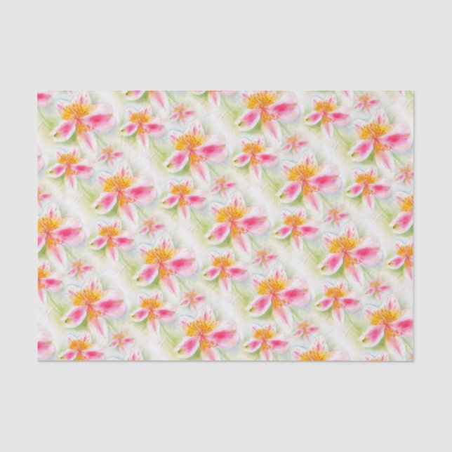 Papier de soie de soie d'aquarelle d'Alstroemeria (Recto)