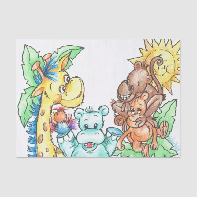 Papier de soie de soie de bébés de zoo (Recto)