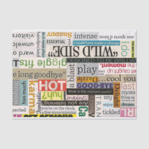 Papier de soie de soie de collage de typographie