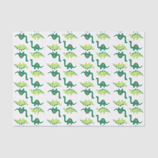 Papier de soie de soie de dinosaure vert