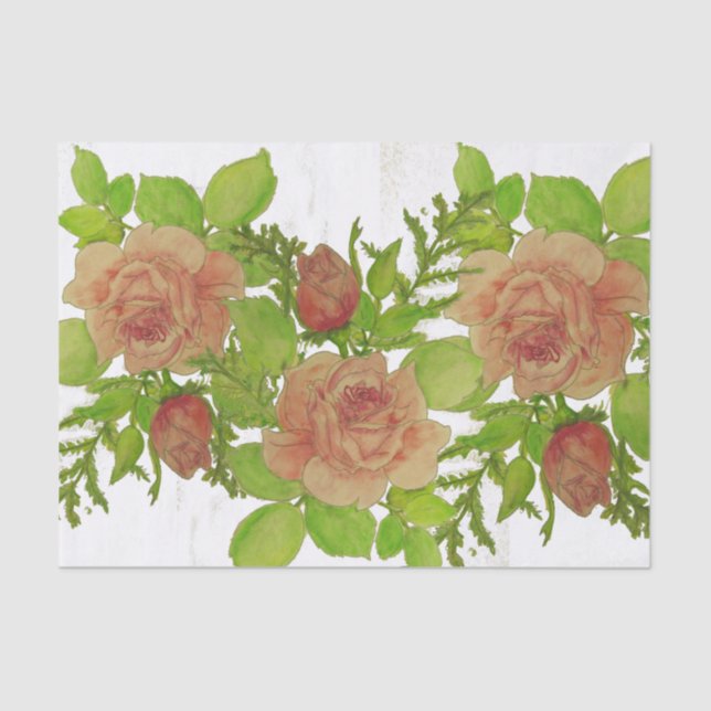 Papier de soie de soie de roses d'aquarelle (Recto)