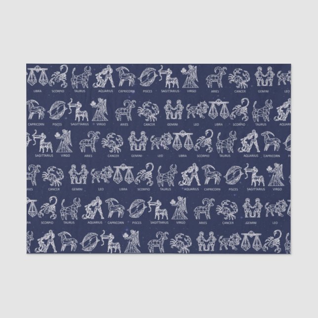 Papier de soie de soie de signe de zodiaque (bleu) (Recto)