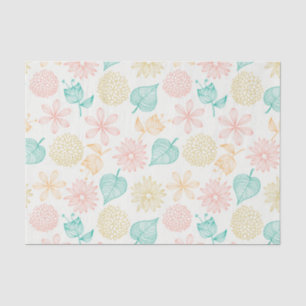 Papier de soie de soie feuillu floral coloré de