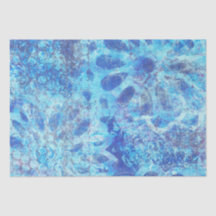 Papier de soie de soie floral bleu de Monoprint
