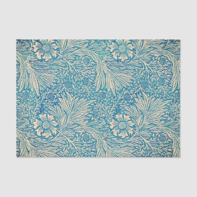 Papier de soie de soie FLORAL de BLEU ET de PÊCHE (Recto)